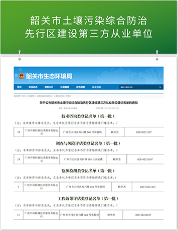 韶关市土壤污染综合防治 先行区建设第三方从业单位